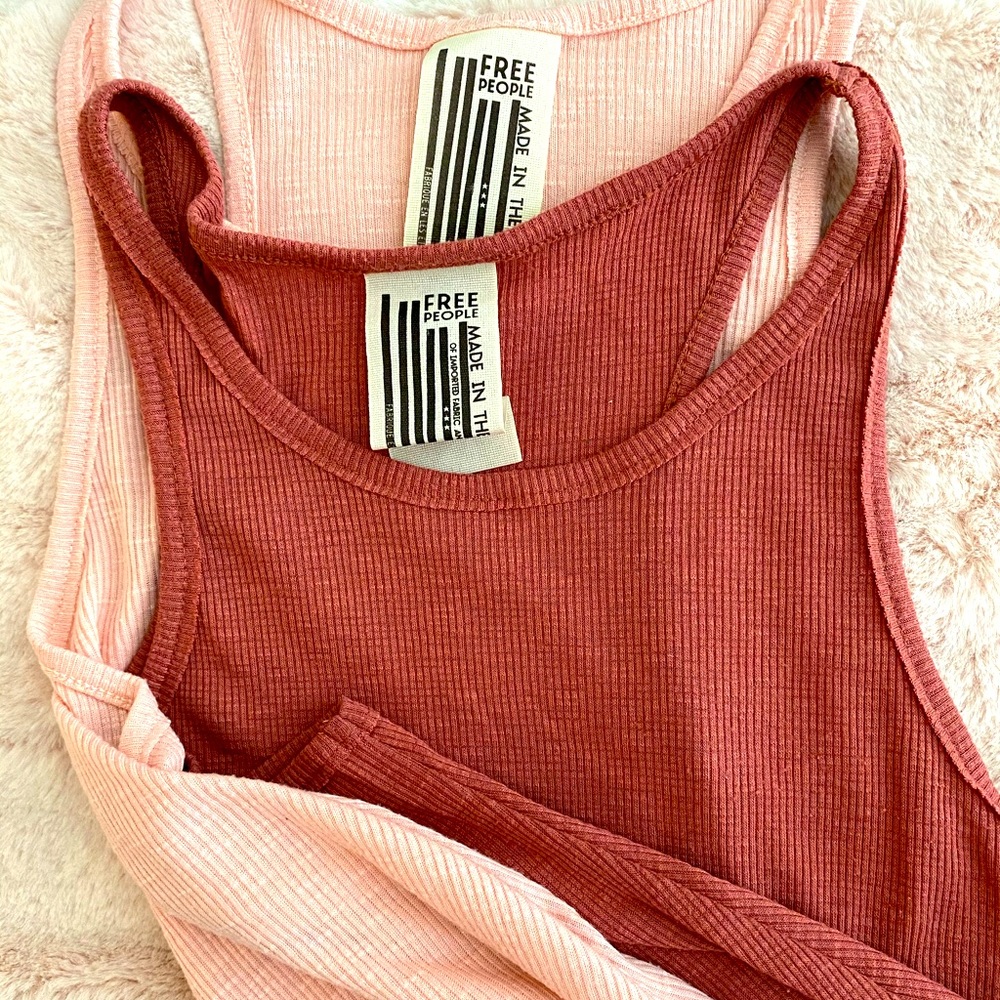 2/$30 Free People Long Beach Slub Tanks: Medium